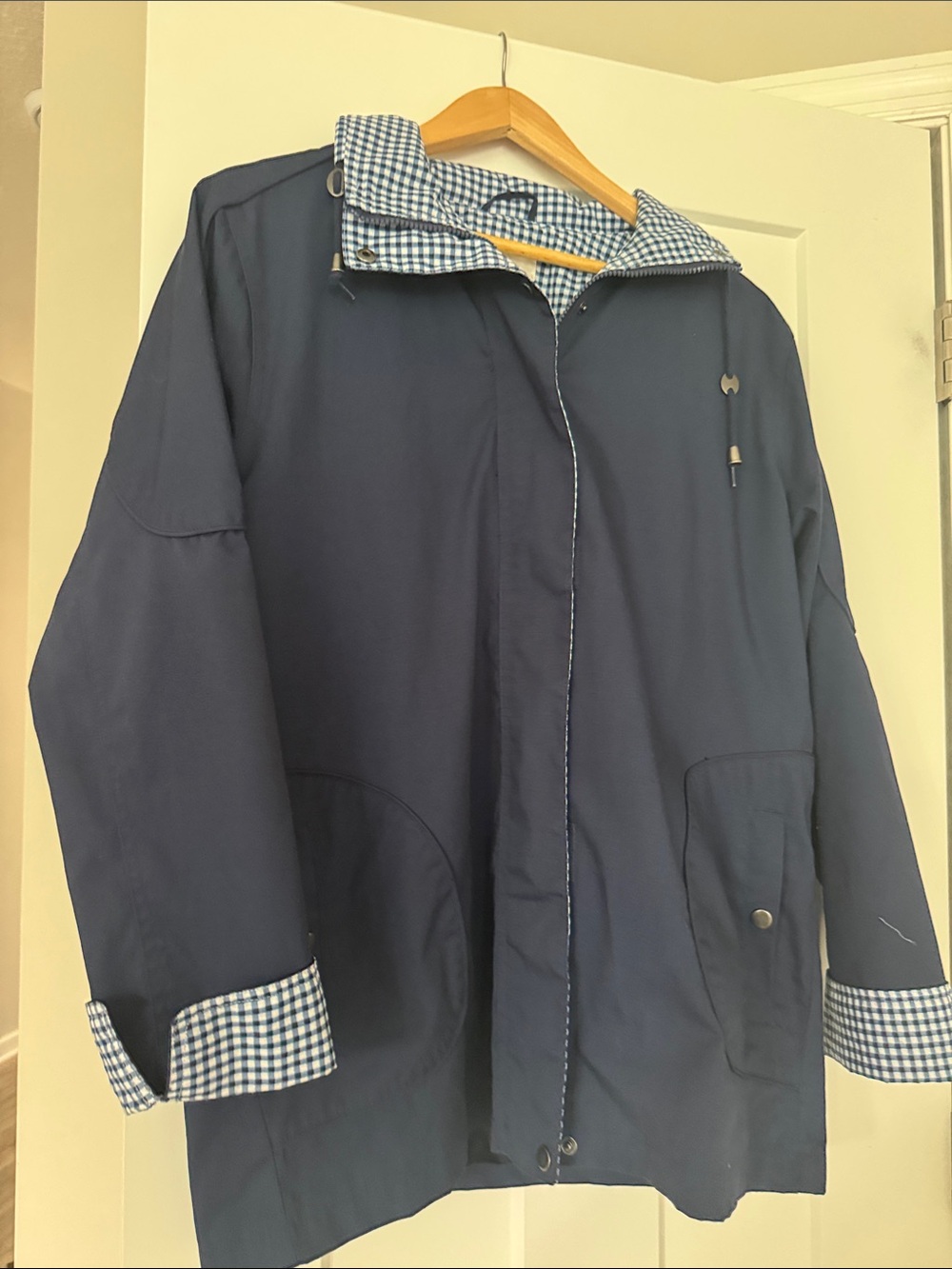 Blair Navy women’s  Raincoat with Blue Check Lining - Picture 3 of 3